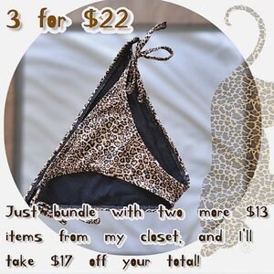 Zaful leopard print side tie bikini bottoms Size S